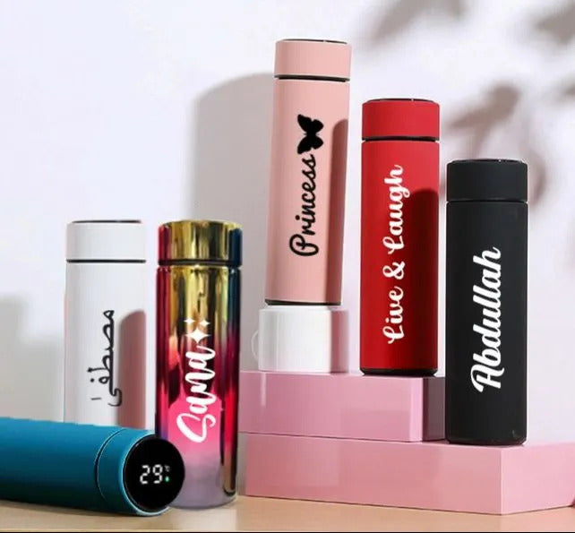 Custom Name Stainless Steel Smart Water Bottle with LED Temperature Display